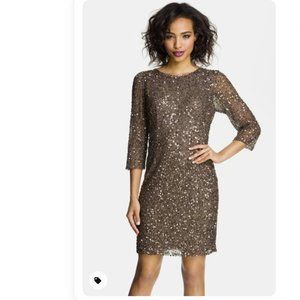 PISARRO NIGHTS Cowl Back Sequin & Bead Dress